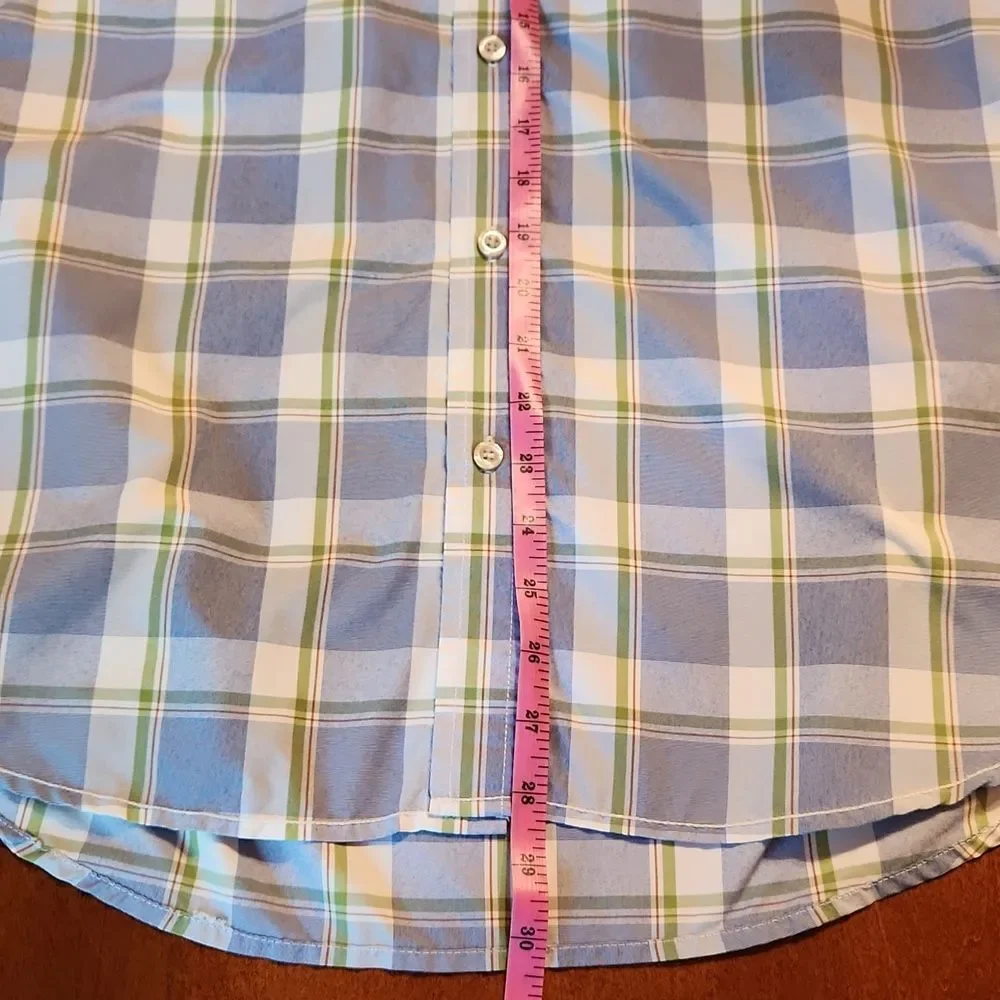 North Face Traverse Button Down Vented Outdoor Shirt Medium Blue & White Plaid